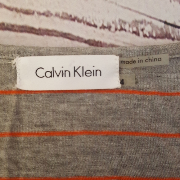 Calvin Klein grey/orange striped Maxi Dress - Picture 7 of 8